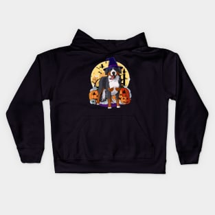 Bernese Mountain Dog Witch Happy Halloween Kids Hoodie